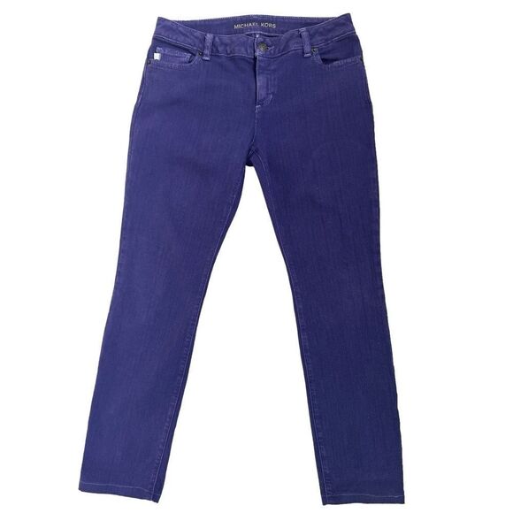MICHAEL KORS Slim Fit Button Up Zipper Purple Women’s Jeans Size 4P - Picture 1 of 9